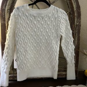 Lulus Sweater Unique ,Color White Size Medium Popcorn Design Soft